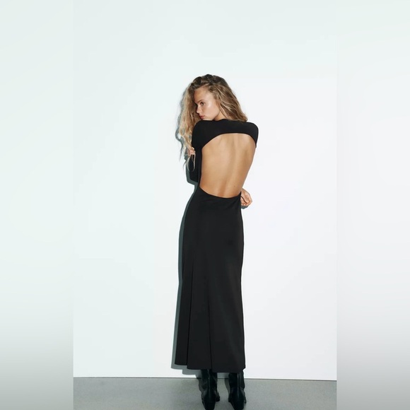 🔥🔥zara brown open back  Long Sleeve Dress - Picture 5 of 7